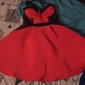 Red Dress with flare skirt